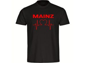 4068859113957 - multifanshop® Herren T-Shirt - Mainz - Herzschlag - Druck rot