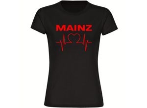 4068859114107 - multifanshop Damen T-Shirt - Mainz - Herzschlag - Druck rot - Frauen