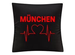 4068859116163 - multifanshop® Kissenbezug - München rot - Herzschlag - Druck rot