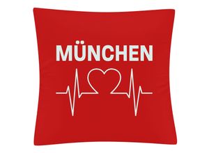 4068859116170 - multifanshop® Kissenbezug - München rot - Herzschlag - Druck weiß