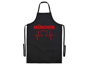 4068859116194 - multifanshop Grillschürze - München rot - Herzschlag - Druck rot - Schürze