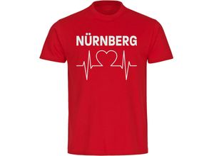 4068859116316 - multifanshop Herren T-Shirt - Nürnberg - Herzschlag - Druck weiß - Männer