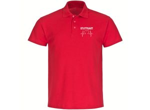 4068859117870 - multifanshop Poloshirt - Stuttgart - Herzschlag - Druck weiß - Polo