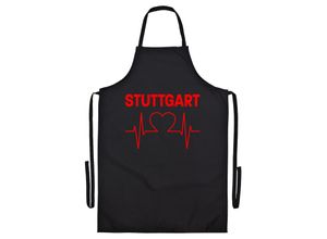 4068859118471 - multifanshop Grillschürze - Stuttgart - Herzschlag - Druck rot - Schürze