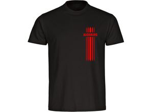 4068859118556 - multifanshop Herren T-Shirt - Augsburg - Streifen - Druck rot - Männer