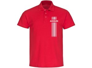 4068859118983 - multifanshop® Poloshirt - Augsburg - Streifen - Druck weiß