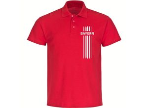 4068859119911 - multifanshop Poloshirt - Bayern - Streifen - Druck weiß - Polo