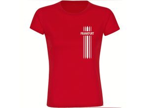 4068859122324 - multifanshop Damen T-Shirt - Frankfurt - Streifen - Druck weiß - Frauen