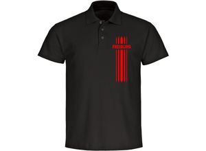 4068859123413 - multifanshop® Poloshirt - Freiburg - Streifen - Druck rot