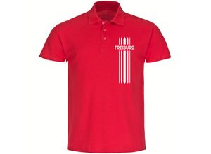 4068859123482 - multifanshop® Poloshirt - Freiburg - Streifen - Druck weiß