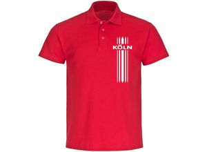 4068859126179 - multifanshop® Poloshirt - Köln - Streifen - Druck weiß