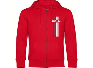 4068859126537 - multifanshop® Kapuzen Sweatshirt Jacke - Köln - Streifen - Druck weiß