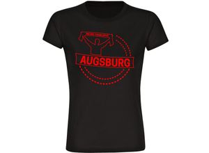 4068859132156 - multifanshop Damen T-Shirt - Augsburg - Meine Fankurve - Druck rot - Frauen