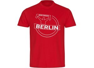 4068859133634 - multifanshop® Herren T-Shirt - Berlin rot - Meine Fankurve - Druck weiß