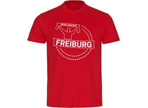 4068859135904 - multifanshop Herren T-Shirt - Freiburg - Meine Fankurve - Druck weiß - Männer