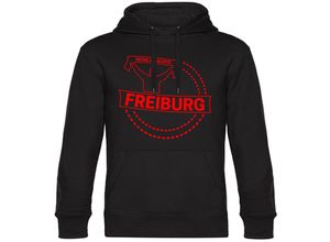 4068859136345 - multifanshop Kapuzen Sweatshirt - Freiburg - Meine Fankurve - Druck rot - Hoodie