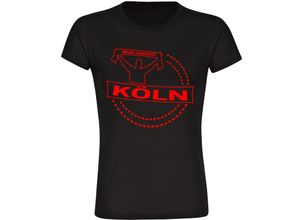 4068859138288 - multifanshop Damen T-Shirt - Köln - Meine Fankurve - Druck rot - Frauen