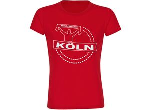 4068859138325 - multifanshop® Damen T-Shirt - Köln - Meine Fankurve - Druck weiß