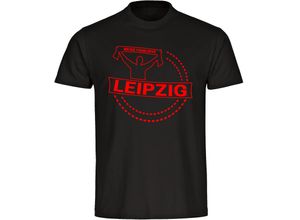 4068859138844 - multifanshop Herren T-Shirt - Leipzig - Meine Fankurve - Druck rot - Männer