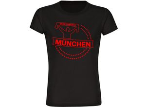 4068859141318 - multifanshop® Damen T-Shirt - München rot - Meine Fankurve - Druck rot