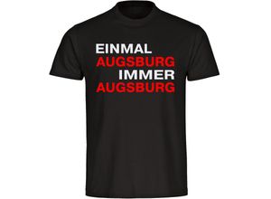4068859143435 - multifanshop Herren T-Shirt - Augsburg - Einmal Immer - Druck rot - Männer