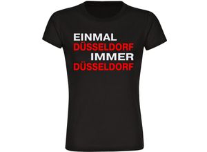 4068859144081 - multifanshop® Damen T-Shirt - Düsseldorf - Einmal Immer - Druck rot