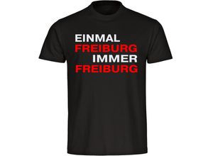 4068859144395 - multifanshop Herren T-Shirt - Freiburg - Einmal Immer - Druck rot - Männer