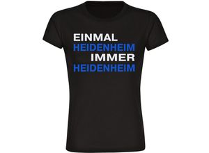 4068859144630 - multifanshop Damen T-Shirt - Heidenheim - Einmal Immer - Druck rot - Frauen