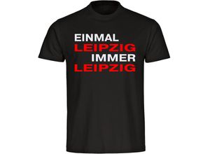 4068859145118 - multifanshop® Herren T-Shirt - Leipzig - Einmal Immer - Druck rot