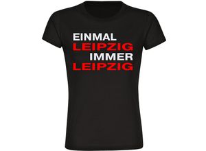 4068859145187 - multifanshop Damen T-Shirt - Leipzig - Einmal Immer - Druck rot - Frauen