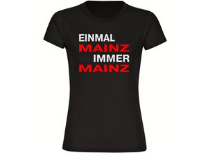 4068859145613 - multifanshop Damen T-Shirt - Mainz - Einmal Immer - Druck rot - Frauen