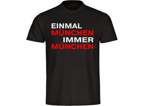 4068859145712 - multifanshop® Herren T-Shirt - München rot - Einmal Immer - Druck rot