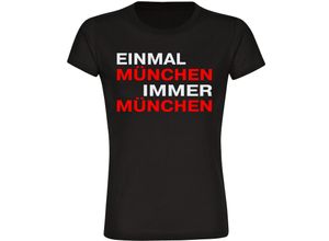 4068859145774 - multifanshop® Damen T-Shirt - München rot - Einmal Immer - Druck rot