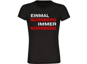 4068859145965 - multifanshop Damen T-Shirt - Nürnberg - Einmal Immer - Druck rot - Frauen