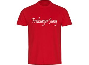 4068859151577 - multifanshop® Herren T-Shirt - Freiburg - Freiburger Jung - Druck weiß