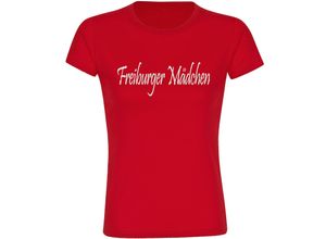 4068859151737 - multifanshop Damen T-Shirt - Freiburg - Freiburger Mädchen - Druck weiß - Frauen