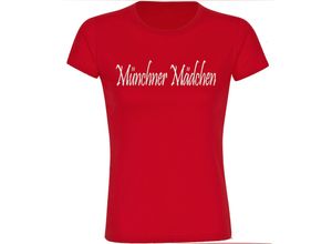 4068859155094 - multifanshop® Damen T-Shirt - München rot - Münchner Mädchen - Druck weiß