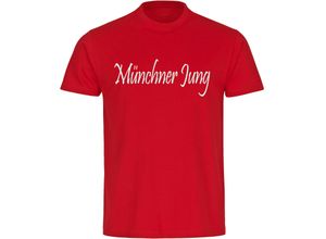 4068859155186 - multifanshop Kinder T-Shirt - München rot - Münchner Jung - Druck weiß - Kind