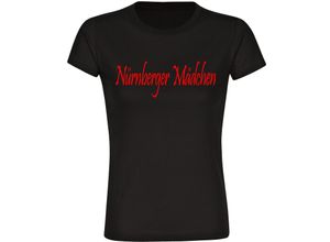 4068859155506 - multifanshop Damen T-Shirt - Nürnberg - Nürnberger Mädchen - Druck rot - Frauen