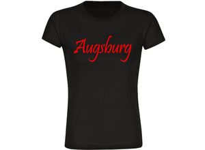 4068859156459 - multifanshop Damen T-Shirt - Augsburg - Schriftzug - Druck rot - Frauen