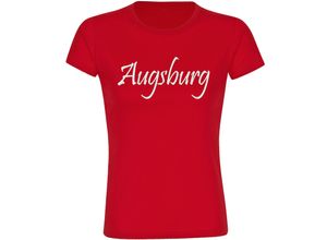 4068859156541 - multifanshop® Damen T-Shirt - Augsburg - Schriftzug - Druck weiß