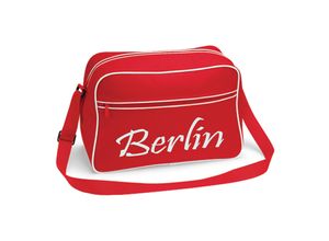 4068859157494 - multifanshop Retrotasche - Berlin rot - Schriftzug - Druck weiß - Tasche