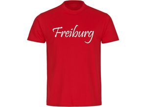 4068859158446 - multifanshop Herren T-Shirt - Freiburg - Schriftzug - Druck weiß - Männer