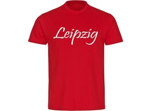 4068859160081 - multifanshop® Herren T-Shirt - Leipzig - Schriftzug - Druck weiß