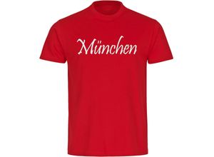 4068859161309 - multifanshop Herren T-Shirt - München rot - Schriftzug - Druck weiß - Männer