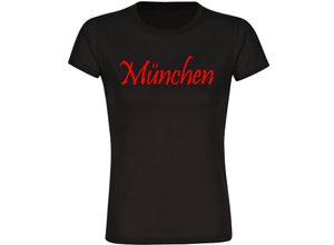 4068859161392 - multifanshop Damen T-Shirt - München rot - Schriftzug - Druck rot - Frauen