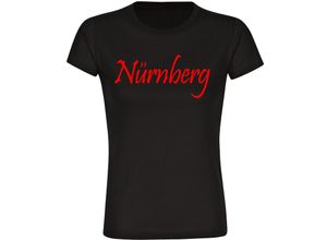 4068859161835 - multifanshop Damen T-Shirt - Nürnberg - Schriftzug - Druck rot - Frauen