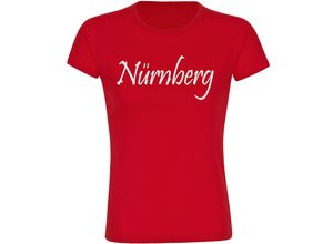 4068859161859 - multifanshop® Damen T-Shirt - Nürnberg - Schriftzug - Druck weiß