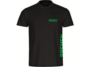 4068859165307 - multifanshop® Herren T-Shirt - Bremen - Brust & Seite - Druck grün