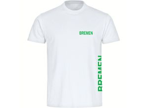 4068859165444 - multifanshop® Herren T-Shirt - Bremen - Brust & Seite - Druck grün